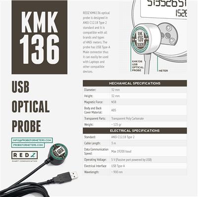 Cat N° KMK136 Sonda óptica conector USB tipo ANSI Marca Z TELEMETRI